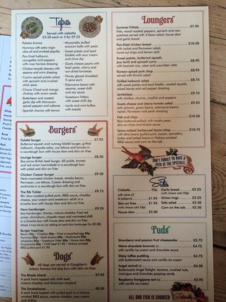 pinto lounge menu