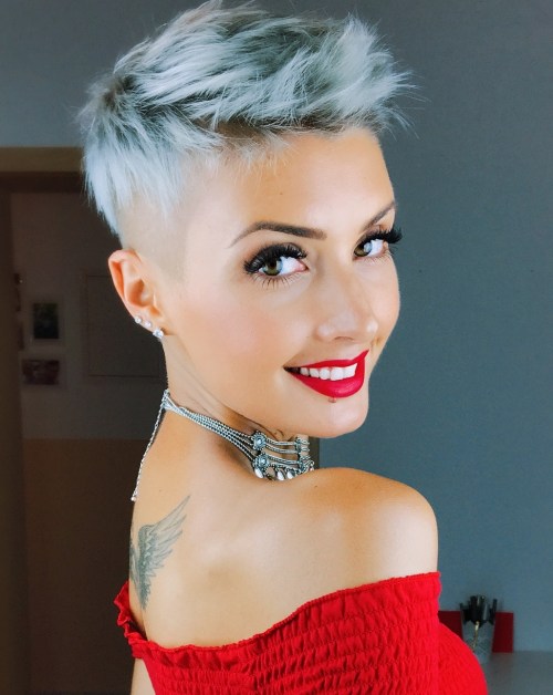 pixie short hair shaved sides female