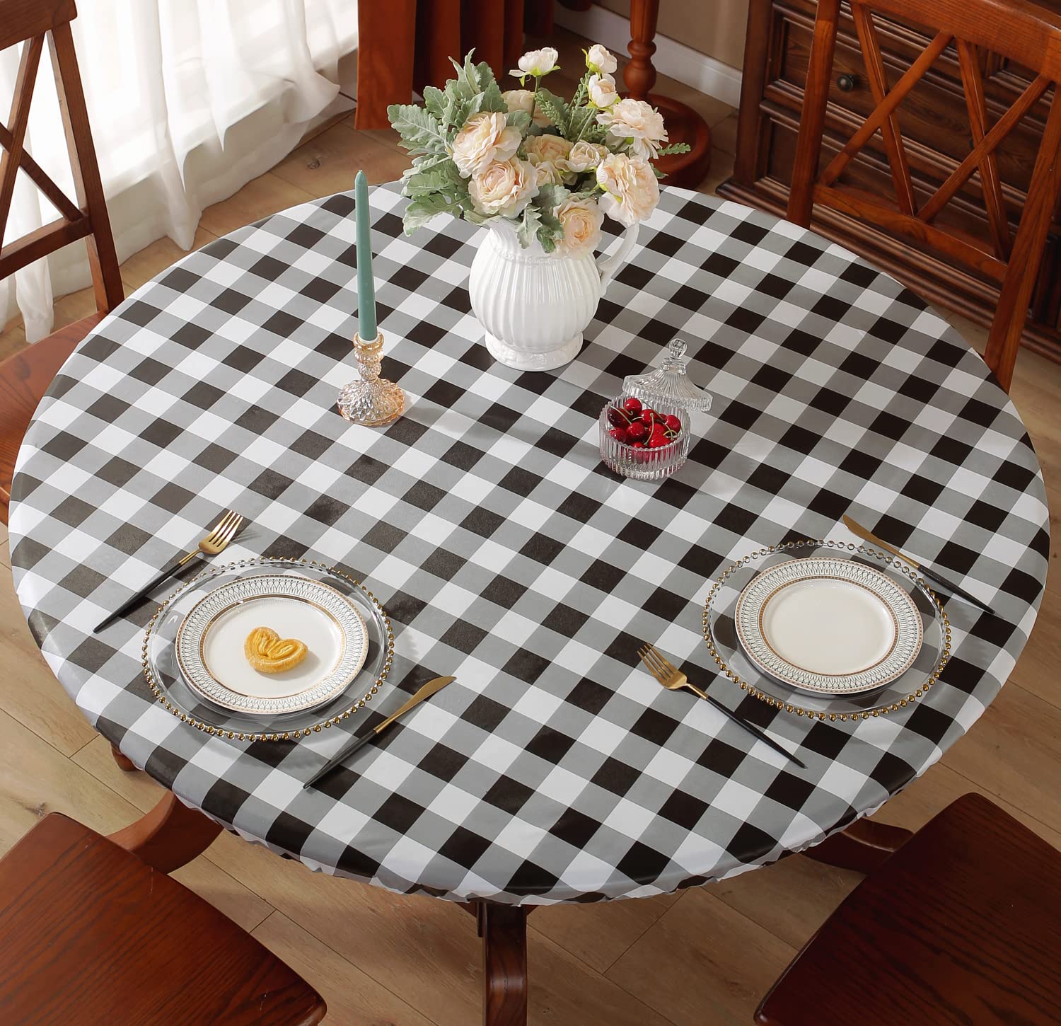 plastic round tablecloths with elastic