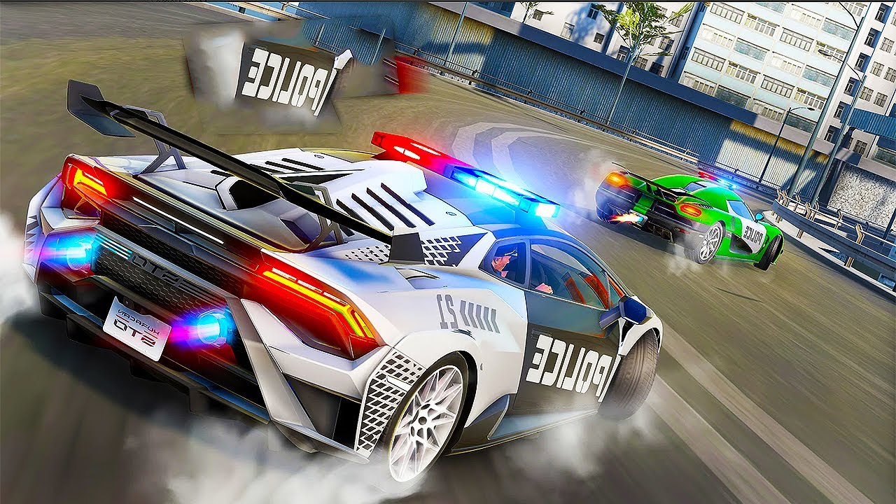 police car racing video