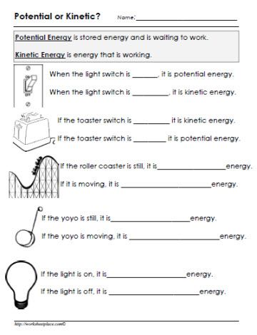 potential or kinetic energy worksheet