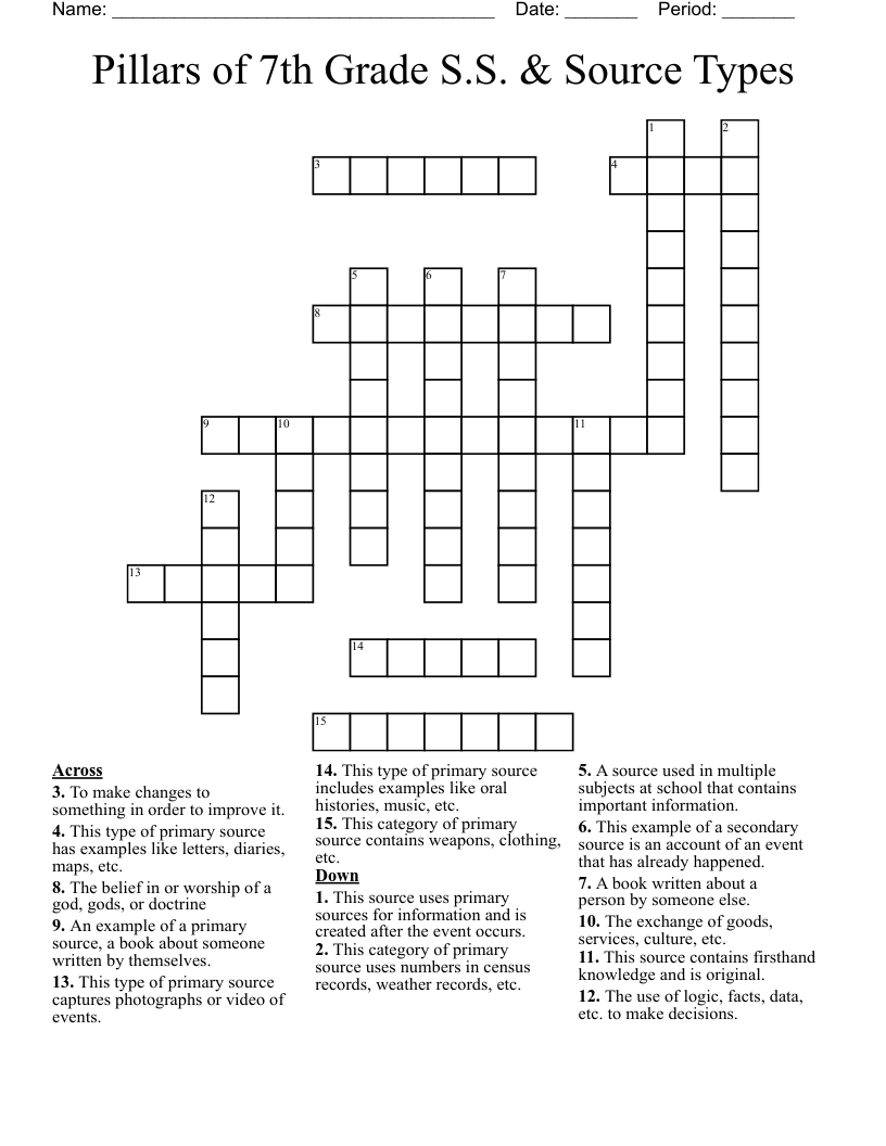 primary source crossword clue