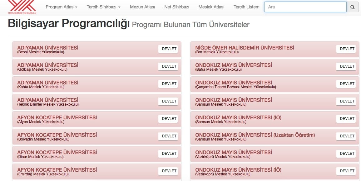 programcılık taban puanları