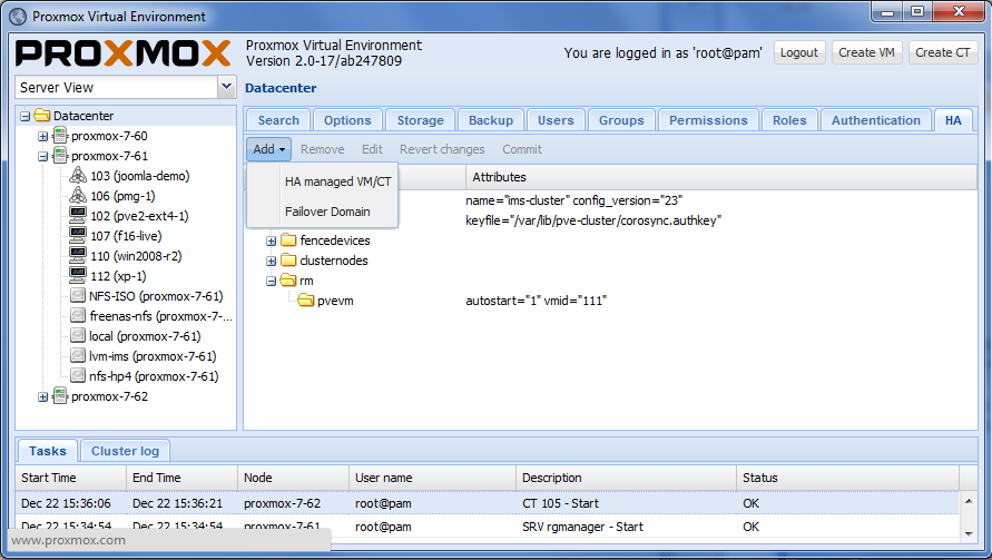 proxmox ve cluster