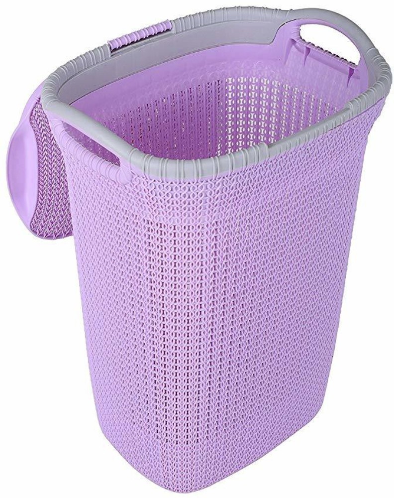 purple plastic laundry basket