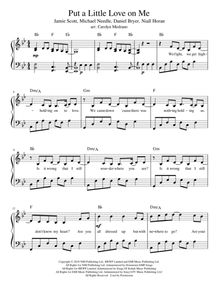 put a little love on me piano sheet music