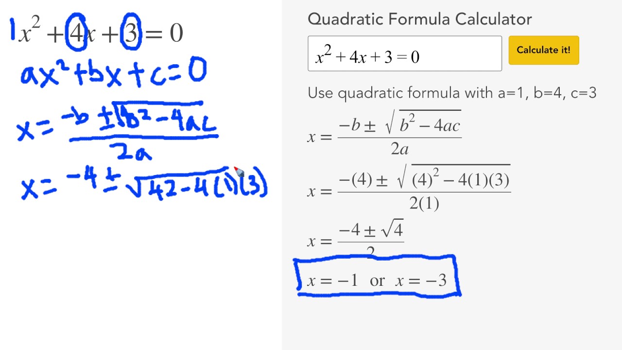 quadratic formula solver with steps