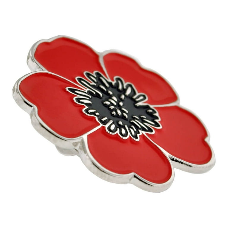 red flower black center pin