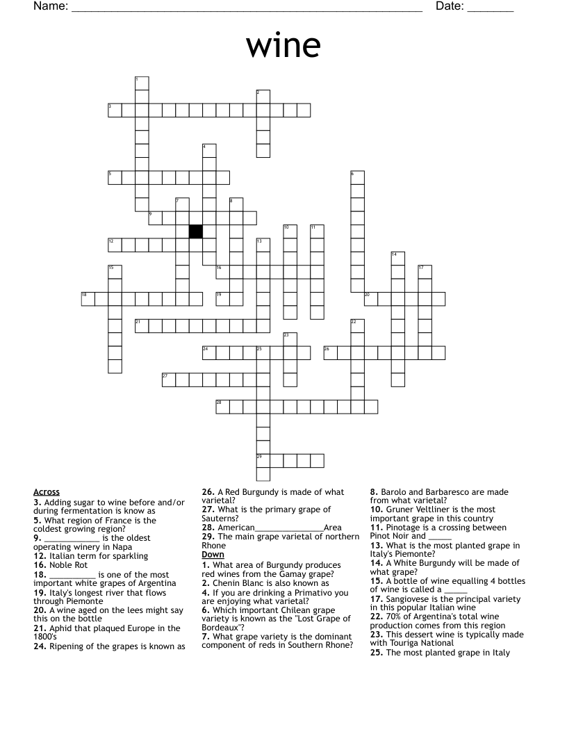 red wine crossword clue