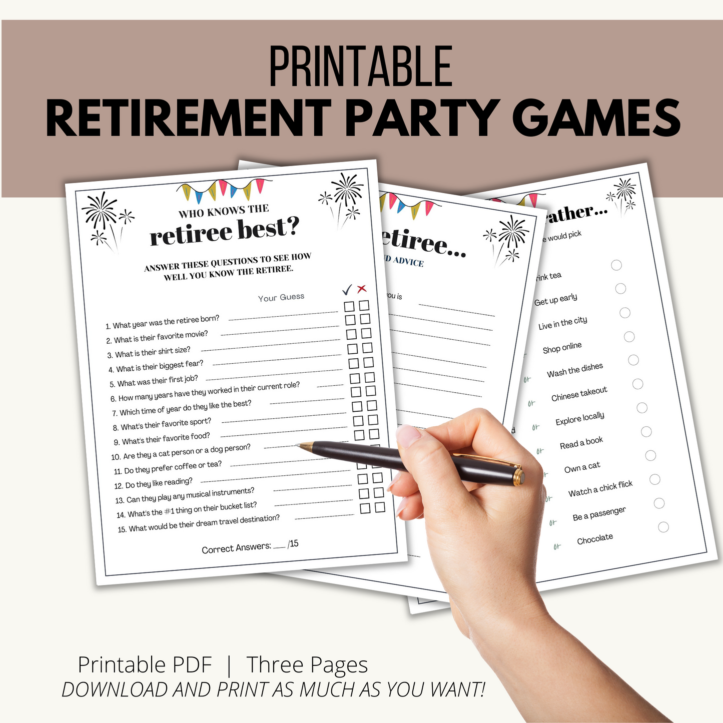 retirement party games