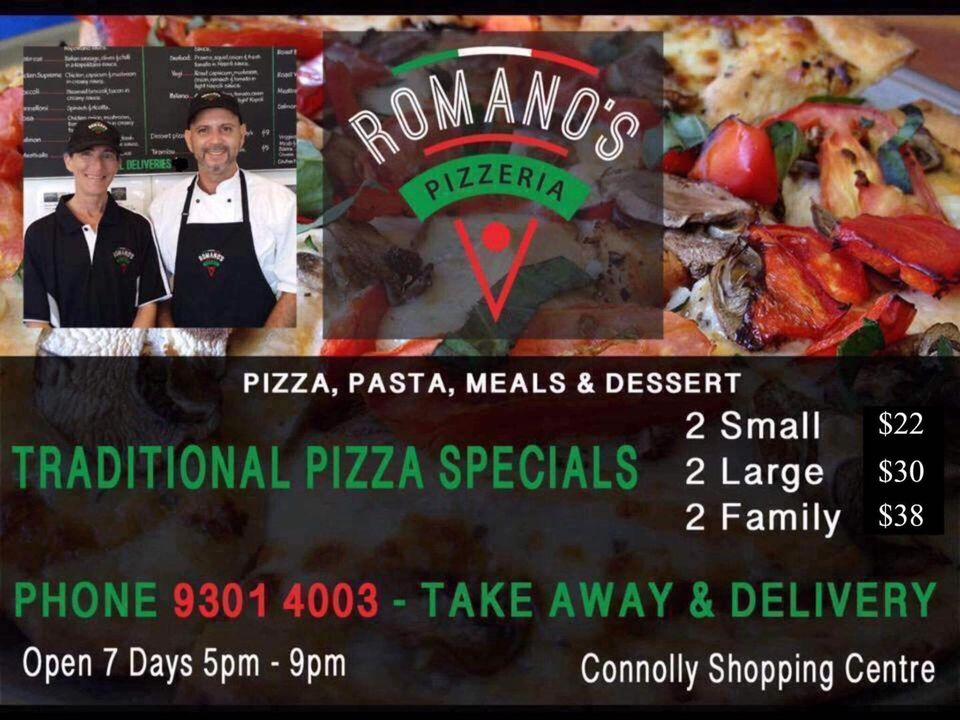 romanos pizzeria connolly menu