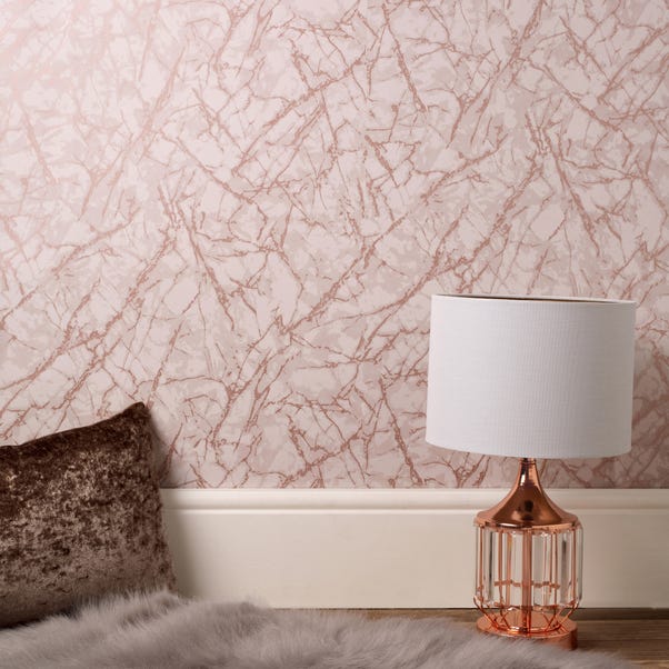 rose gold wallpaper bedroom