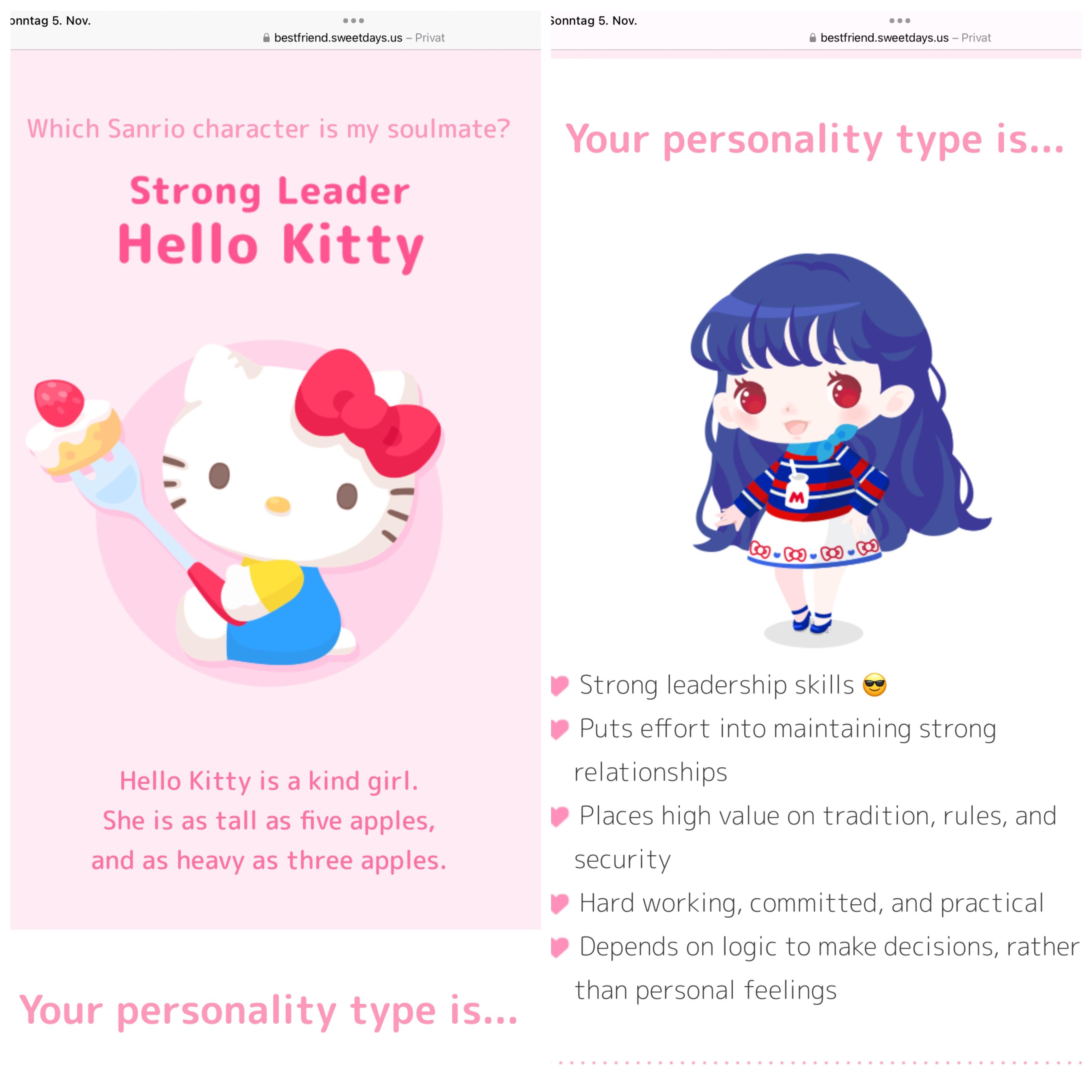 sanrio characters mbti