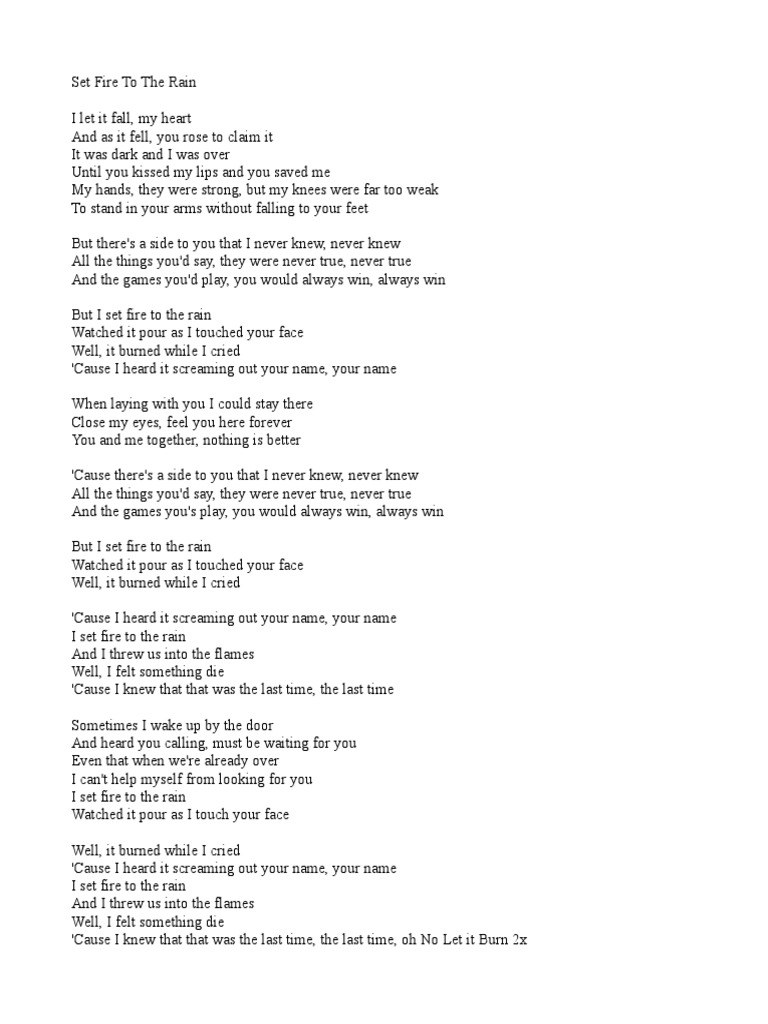 set fire to the rain lyrics