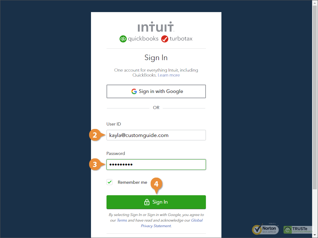 sign in quickbooks