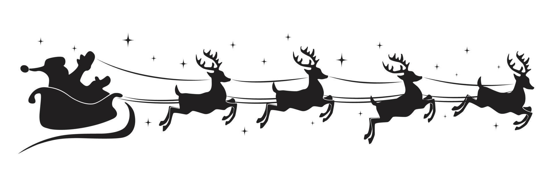 silhouette father christmas sleigh