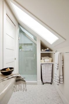 small attic bathroom sloped ceiling