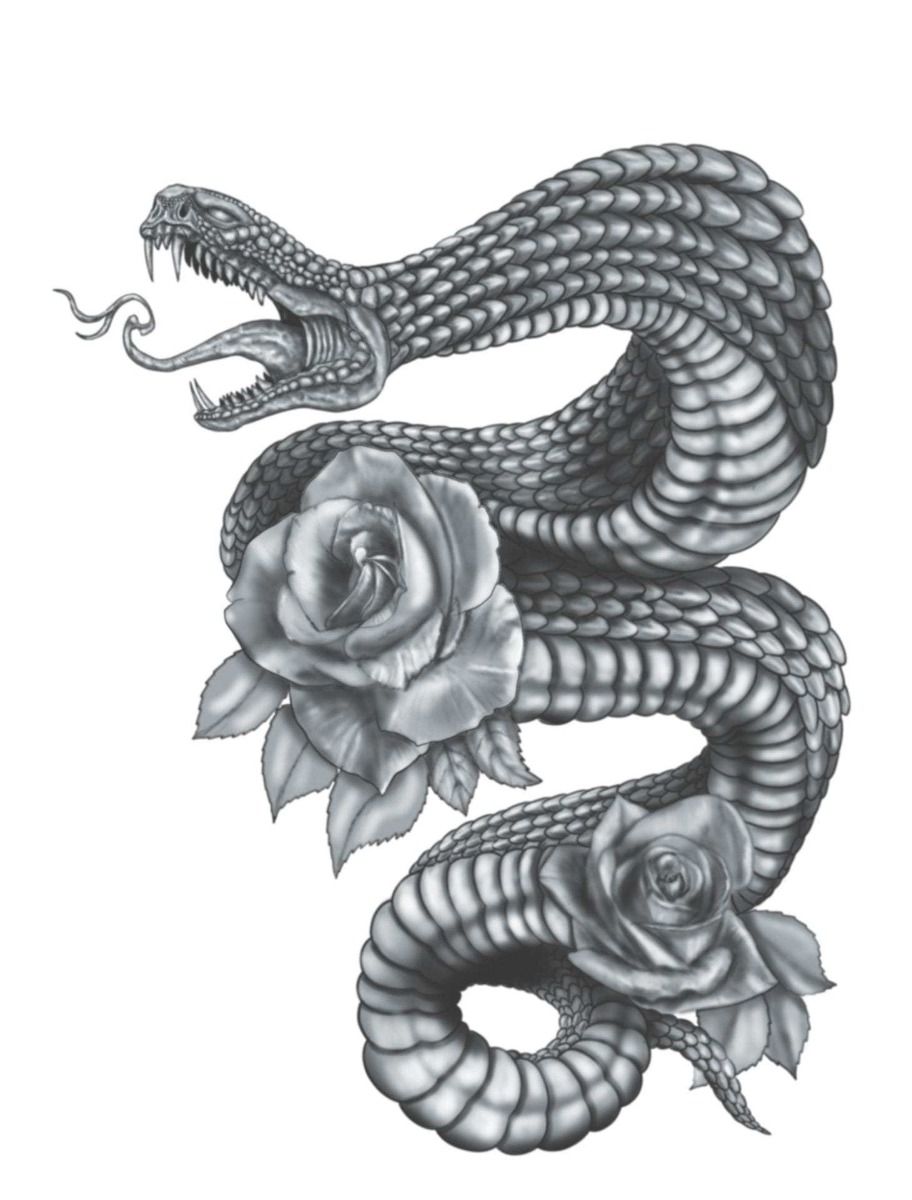 snake and rose tattoo