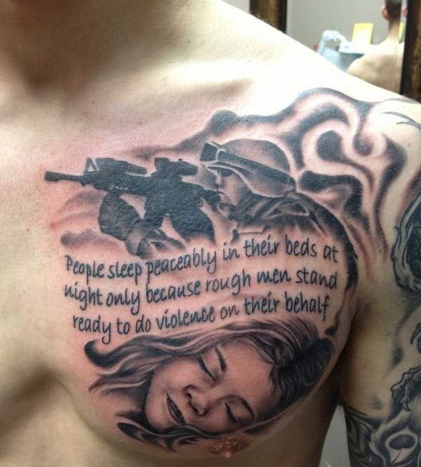 soldier chest tattoo