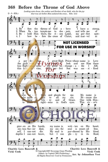 sovereign grace music before the throne of god above lyrics