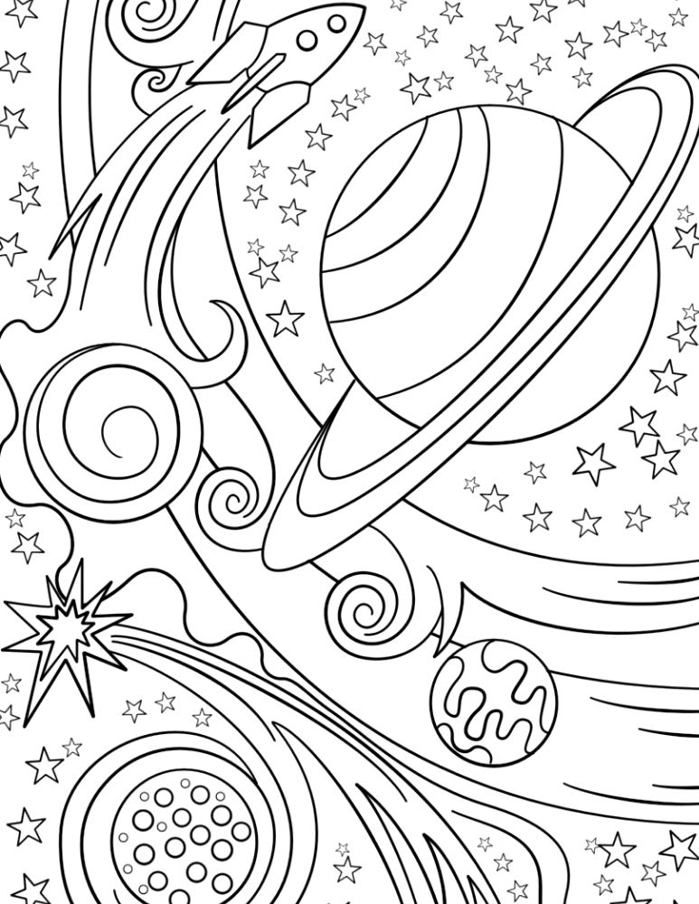 space colouring pages