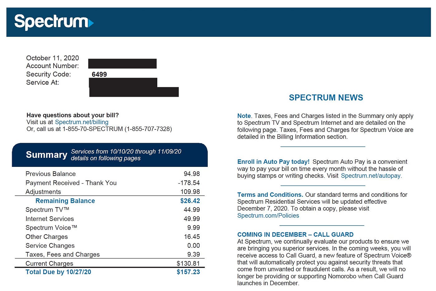 spectrum.net pay my bill