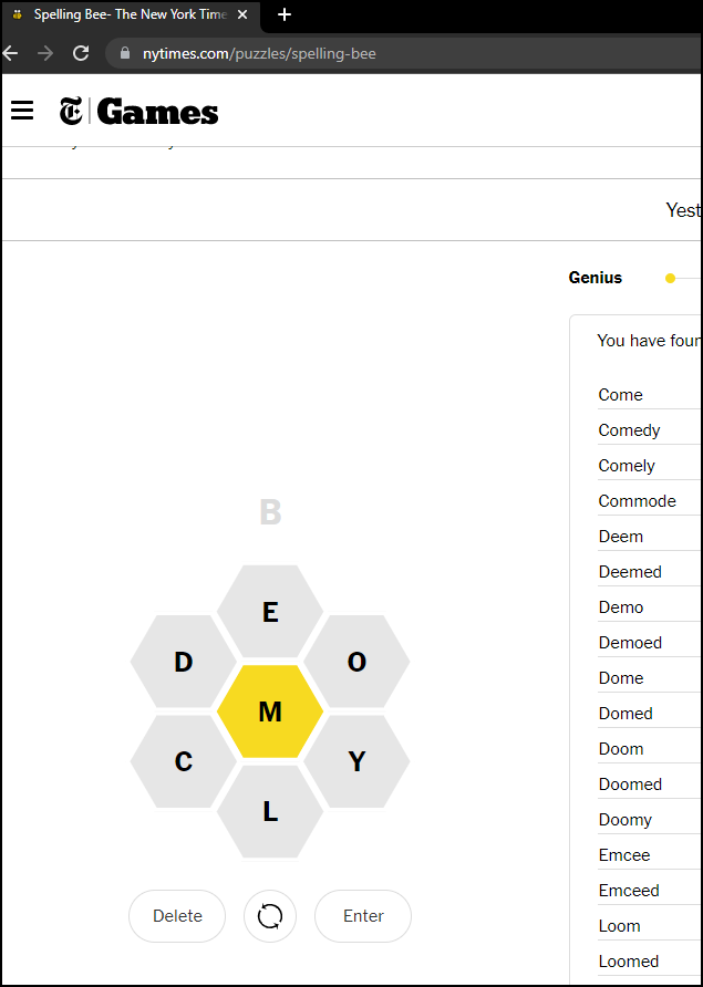 spelling bee ny times answers