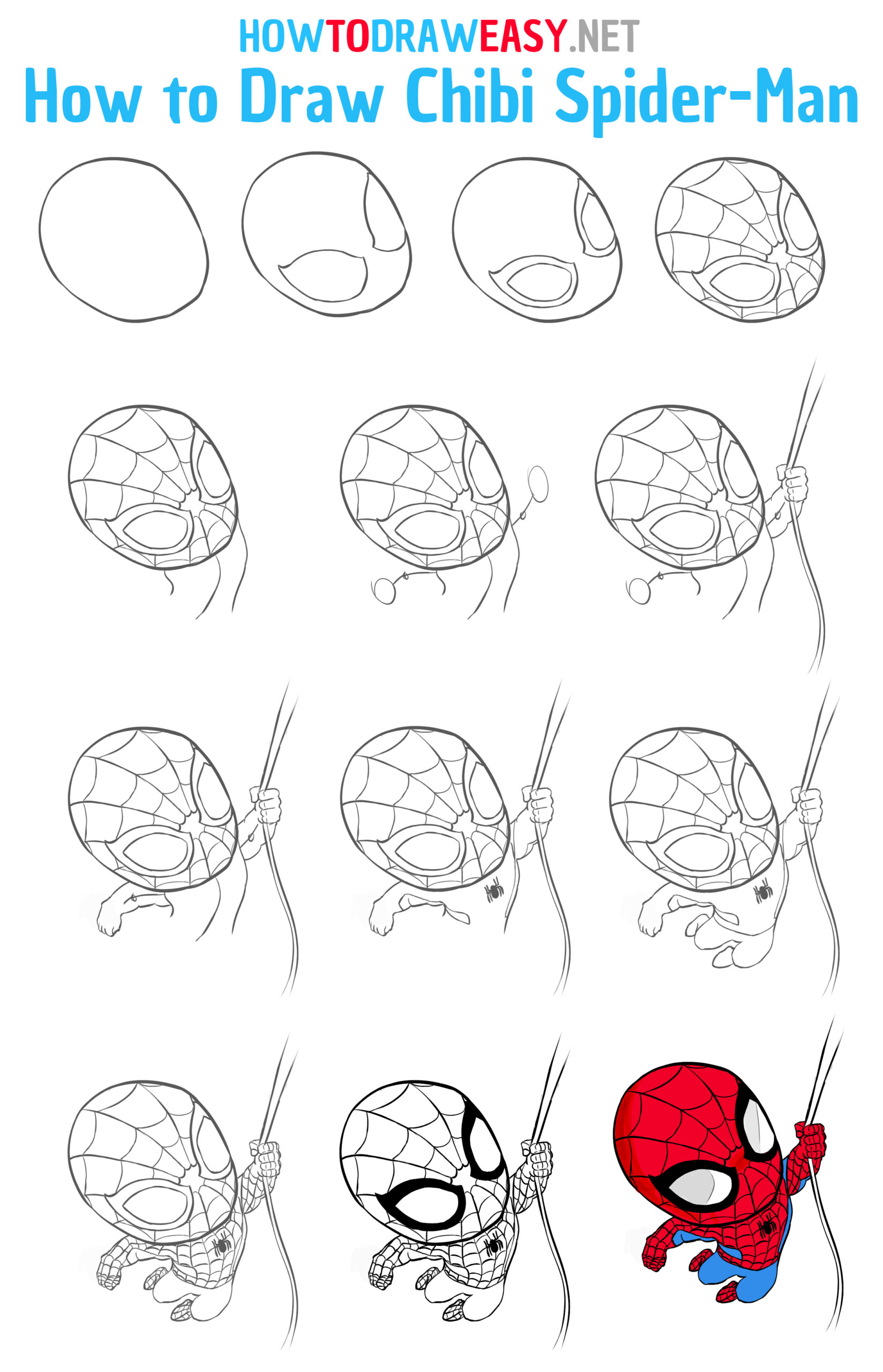 spider man drawing easy step by step