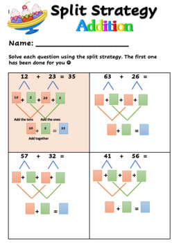 split strategy addition worksheets