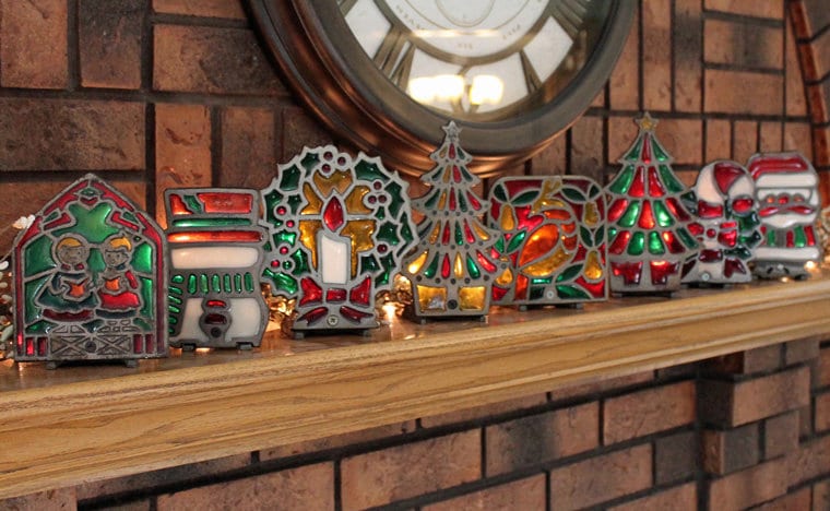 stained glass christmas candle holders