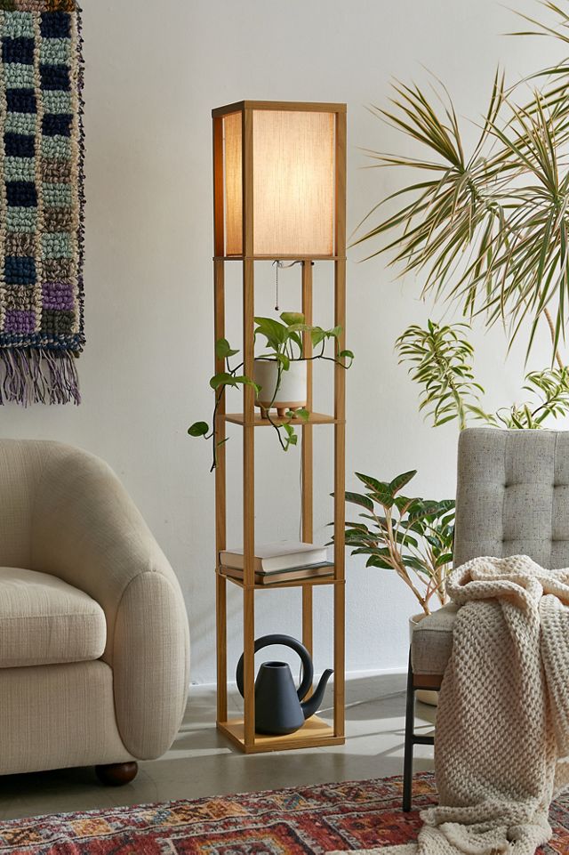 standing lamp with shelf