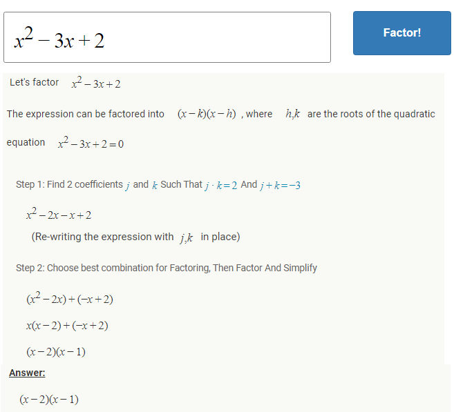 step by step factor calculator