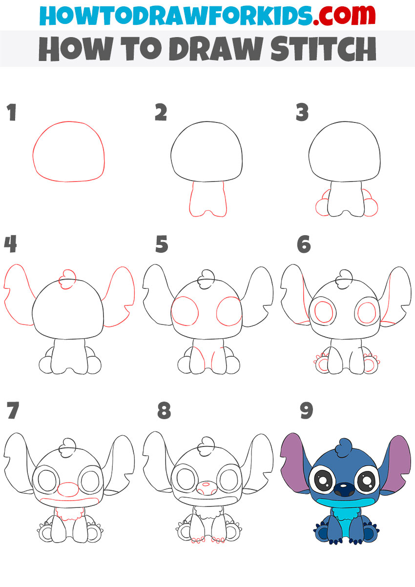 stitch drawing step by step