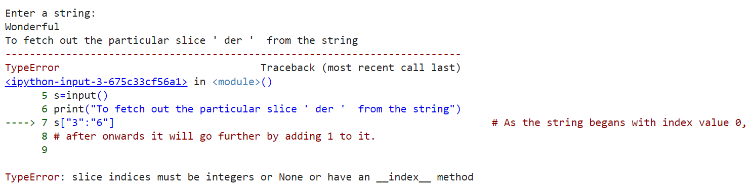 string indices must be integers