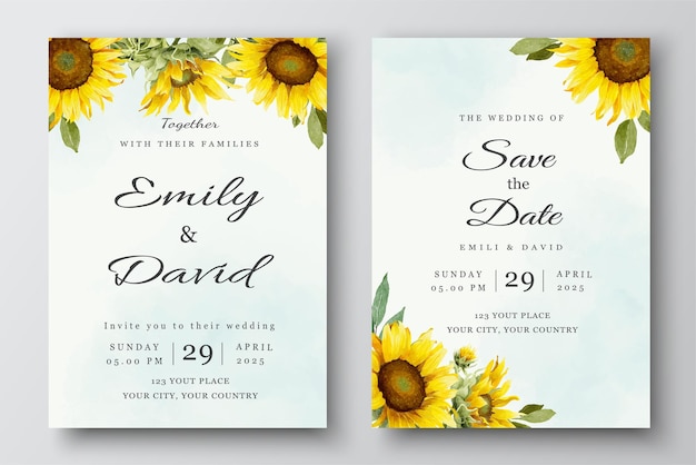 sunflower wedding invitation template