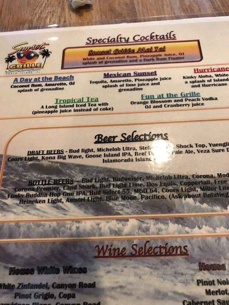 sunset grill marco island fl menu