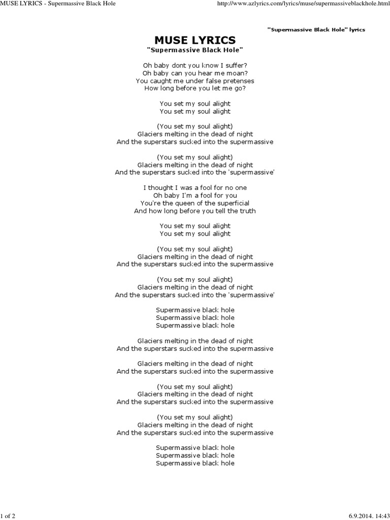 super massive black hole lyrics