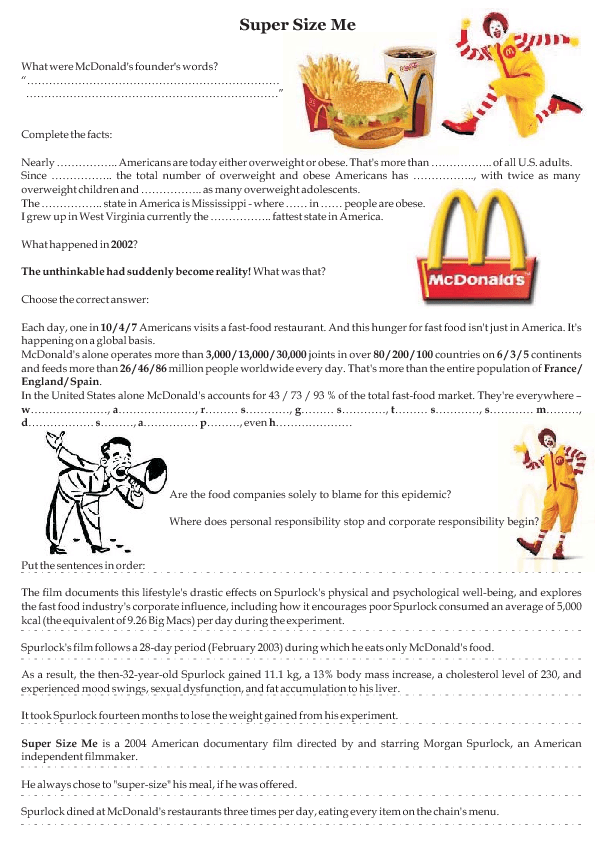 super size me movie worksheet