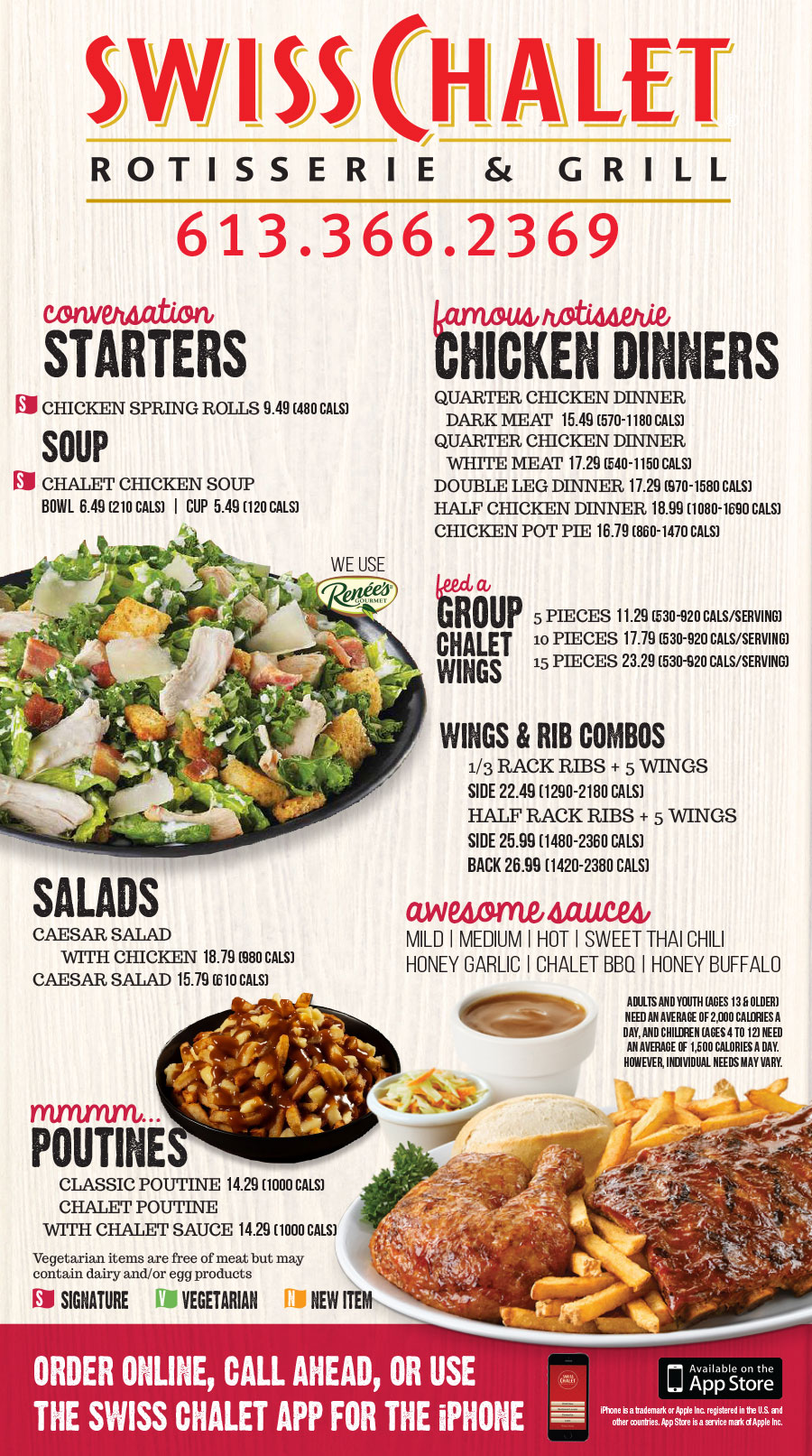 swiss chalet take out menu and prices