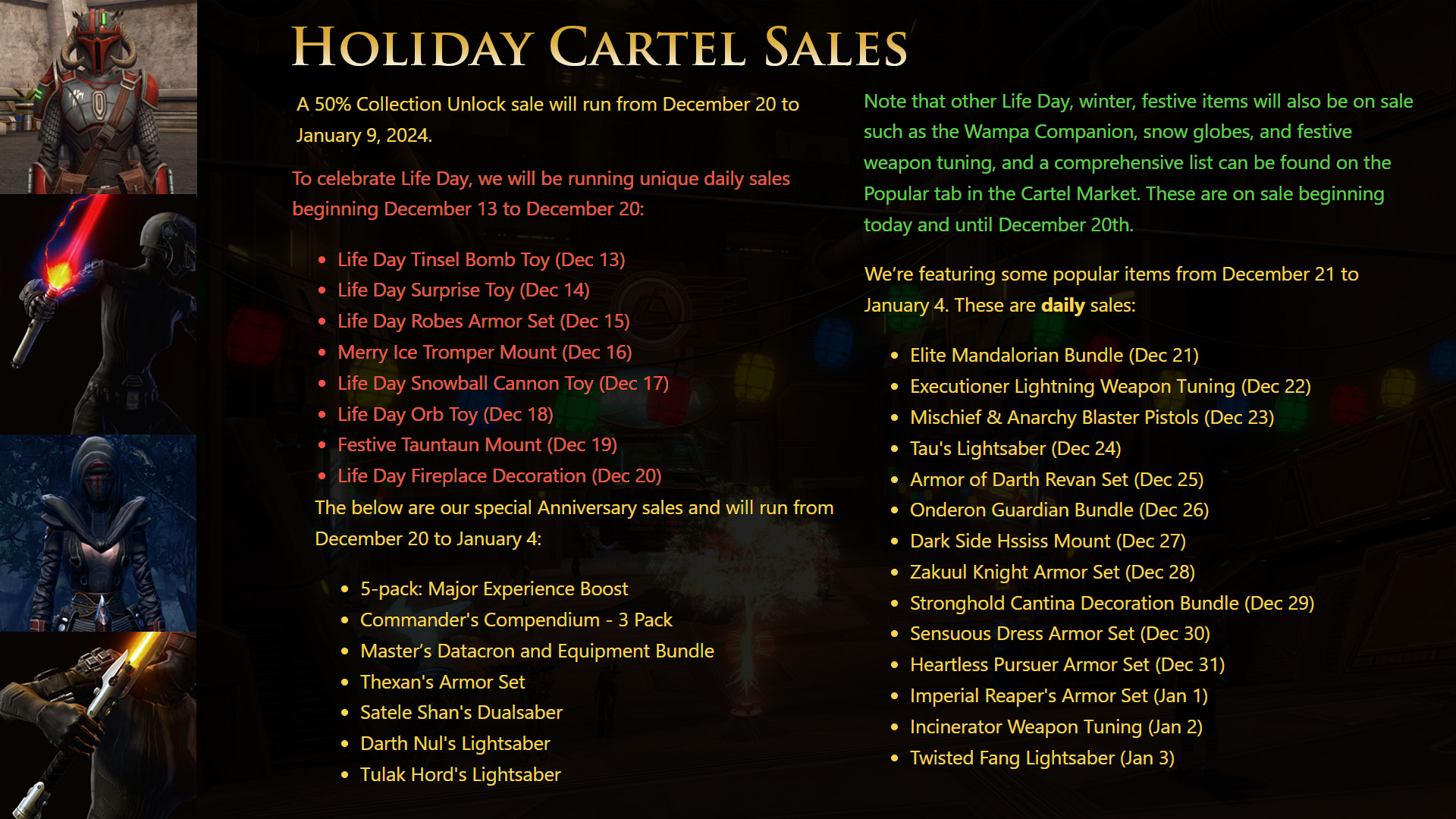 swtor cartel market daily sale