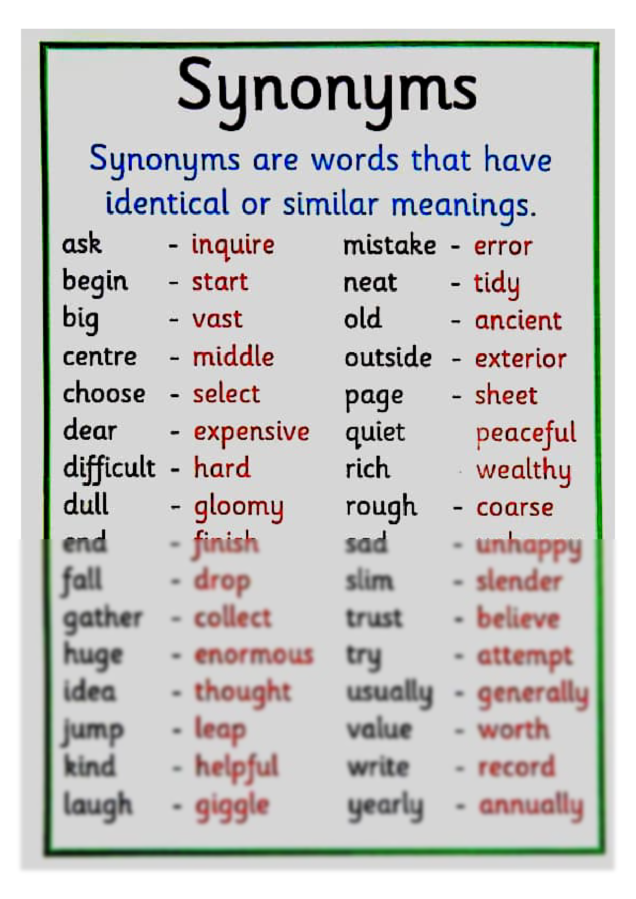 synonyms in english grammar