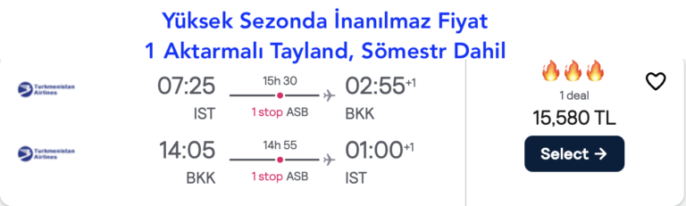 tayland istanbul uçak bileti