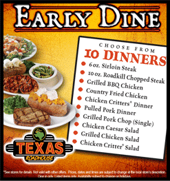 texas roadhouse early dine hours