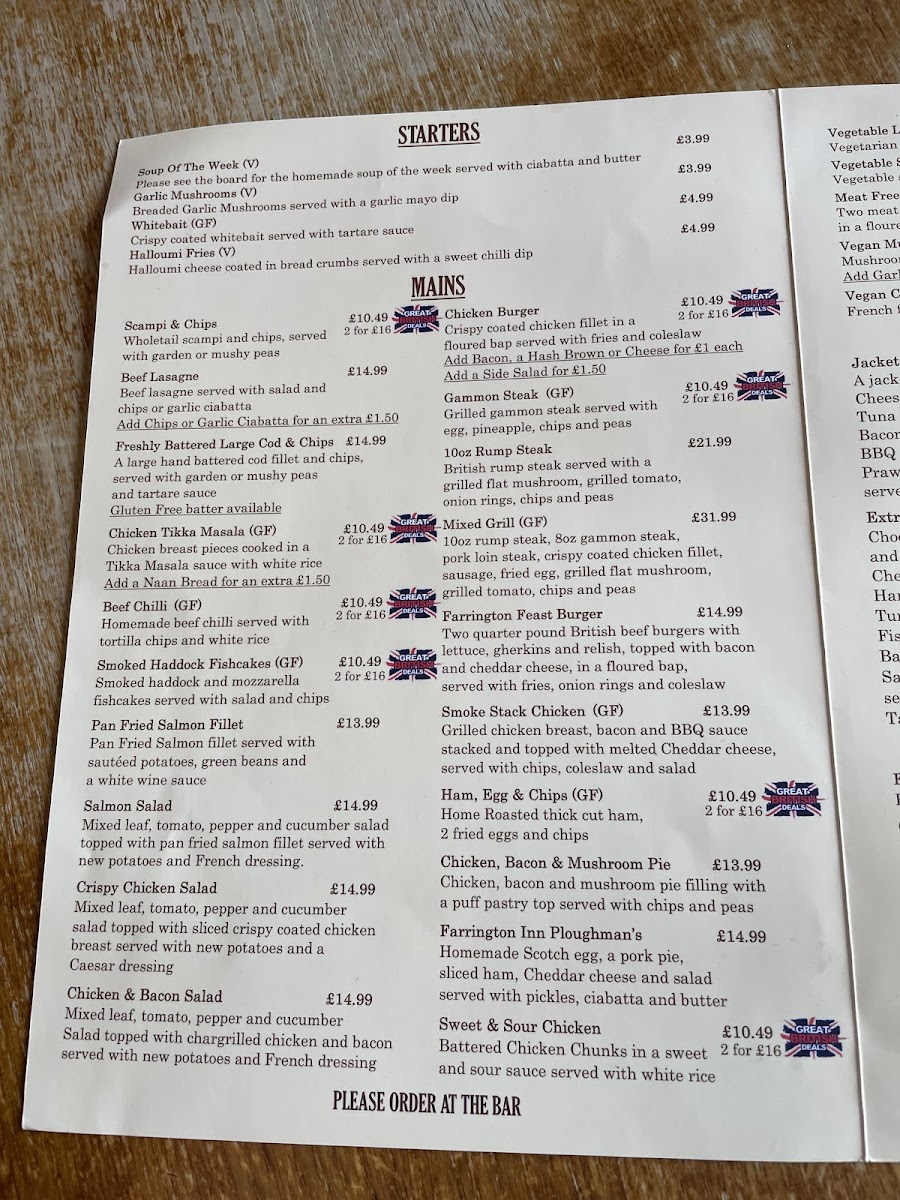 the farrington inn menu