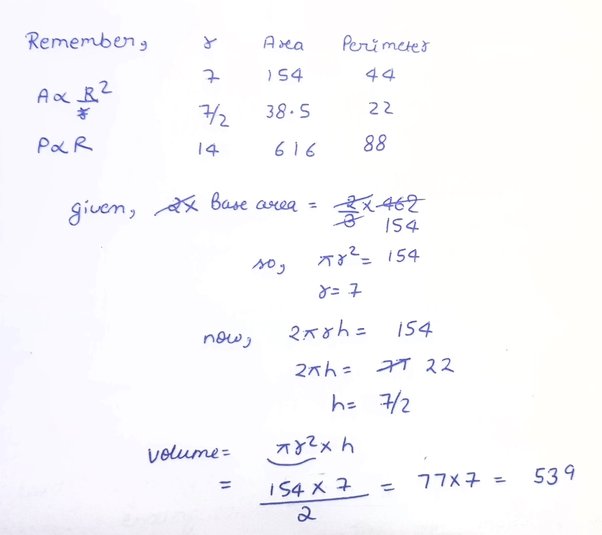 the total surface area of cylinder is 462