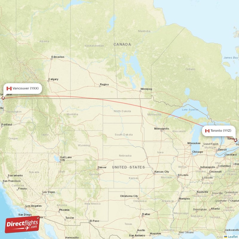 toronto to vancouver flight duration