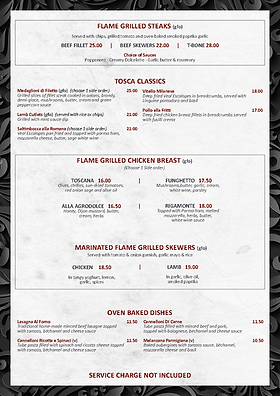 tosca pizza bar and grill menu