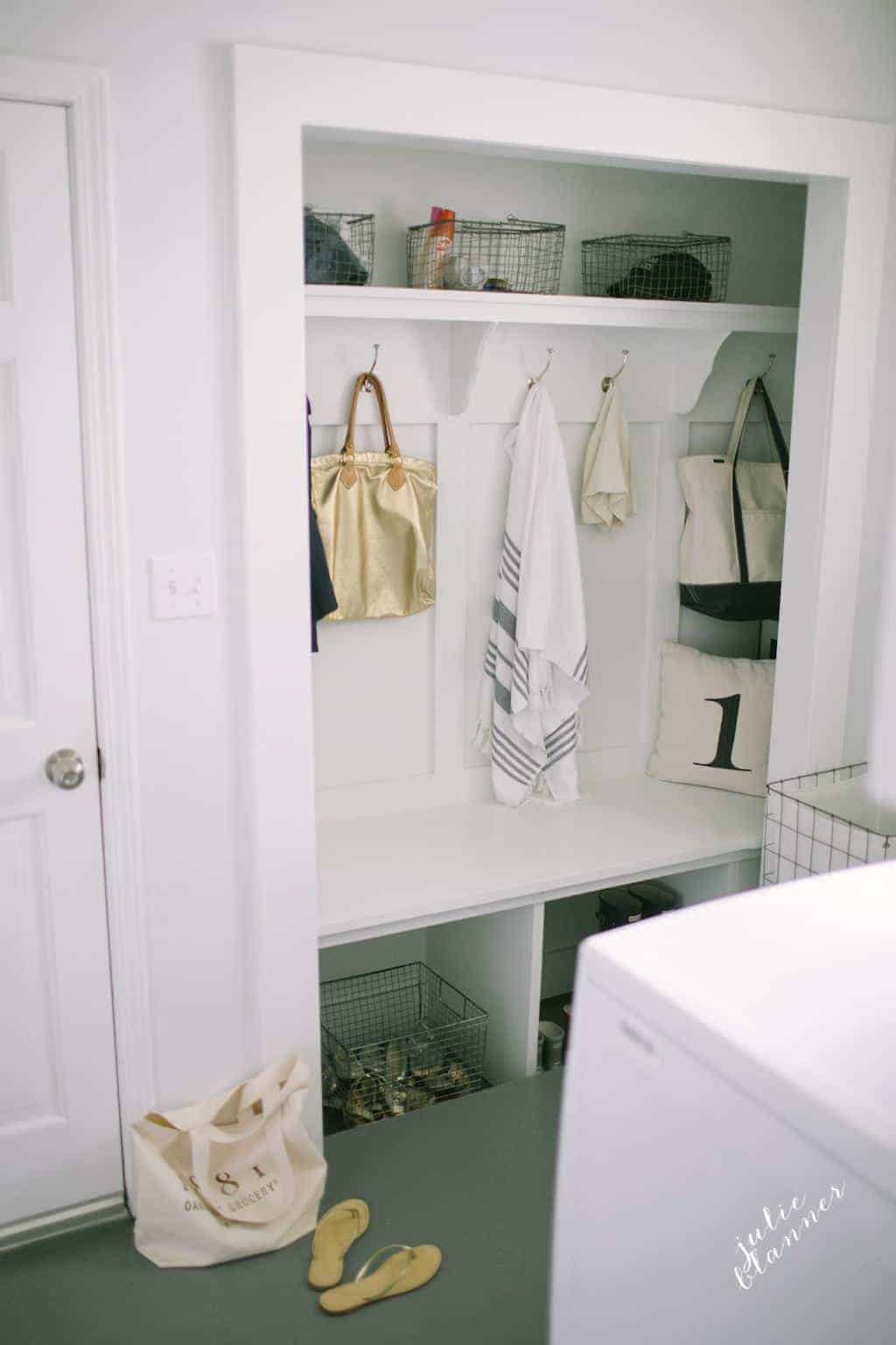 turn closet into mudroom