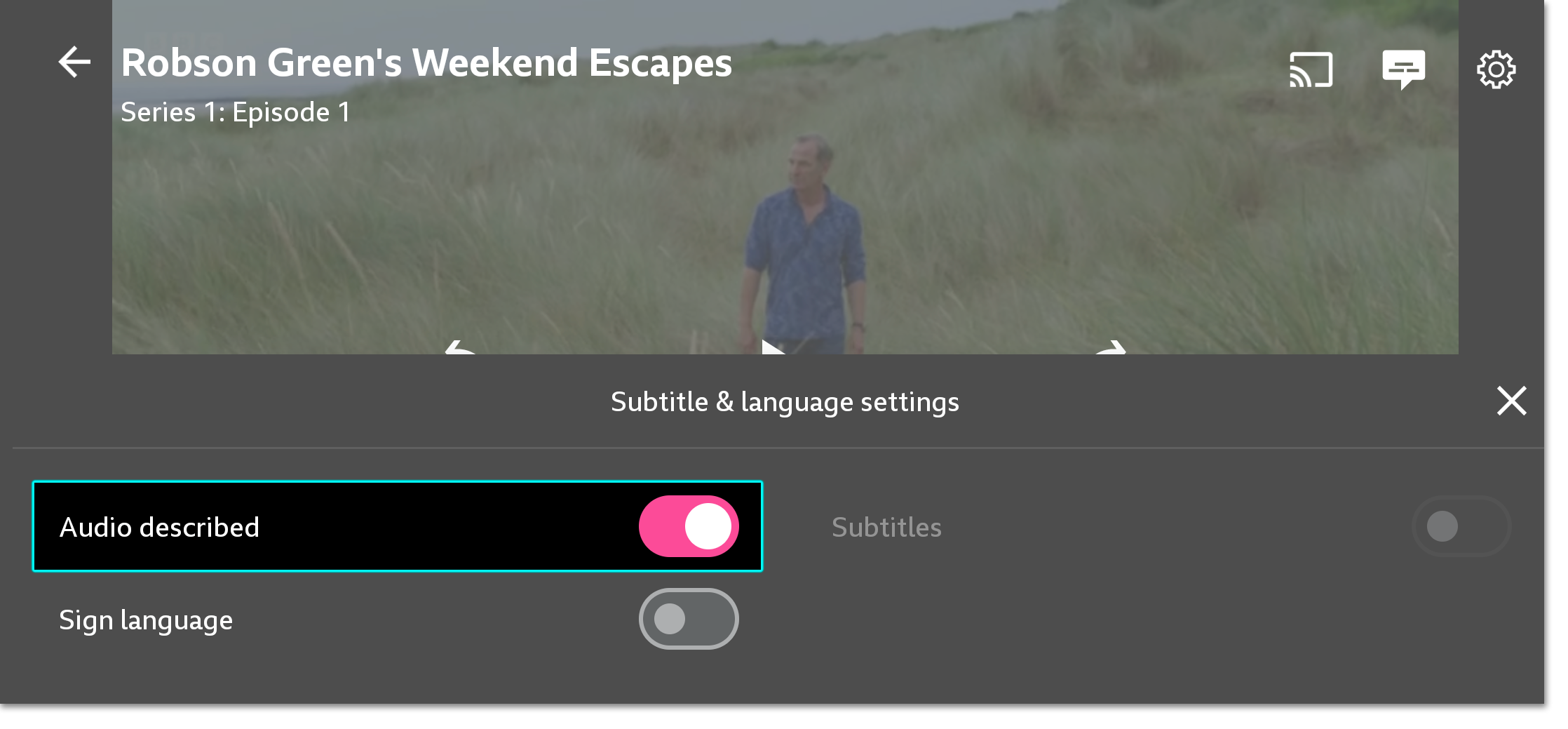 turn off audio described iplayer