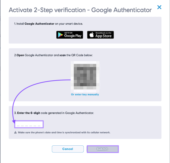 ubisoft 2 step verification qr code